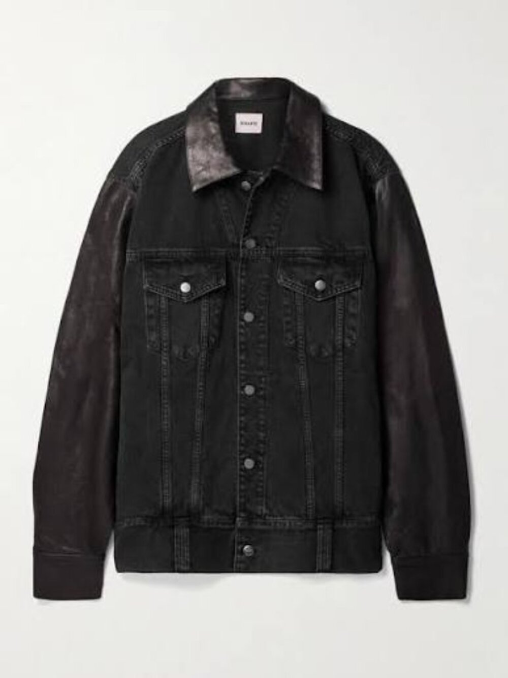 KHAITE Grizzo Prescott Denim & Lambskin Leather Jacket NWT - Picture 2 of 10